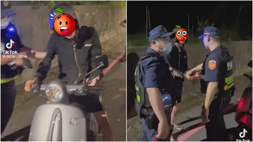 抓「猴」現場影片曝！　騎士被警上銬猛問：可以叫我爸來保？
