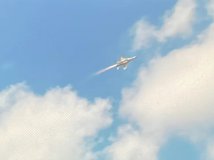 IDF升空展示卻發動機起火。讀者提供