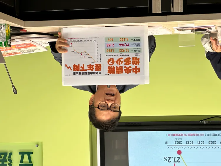 莊瑞雄說明中央政府債務。潘袁詩羽攝