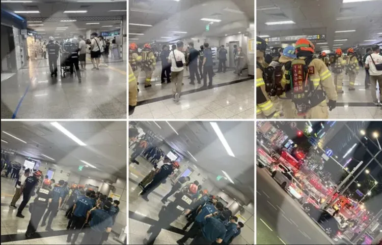 警消大舉出動調查。翻攝推特@make_save_korea