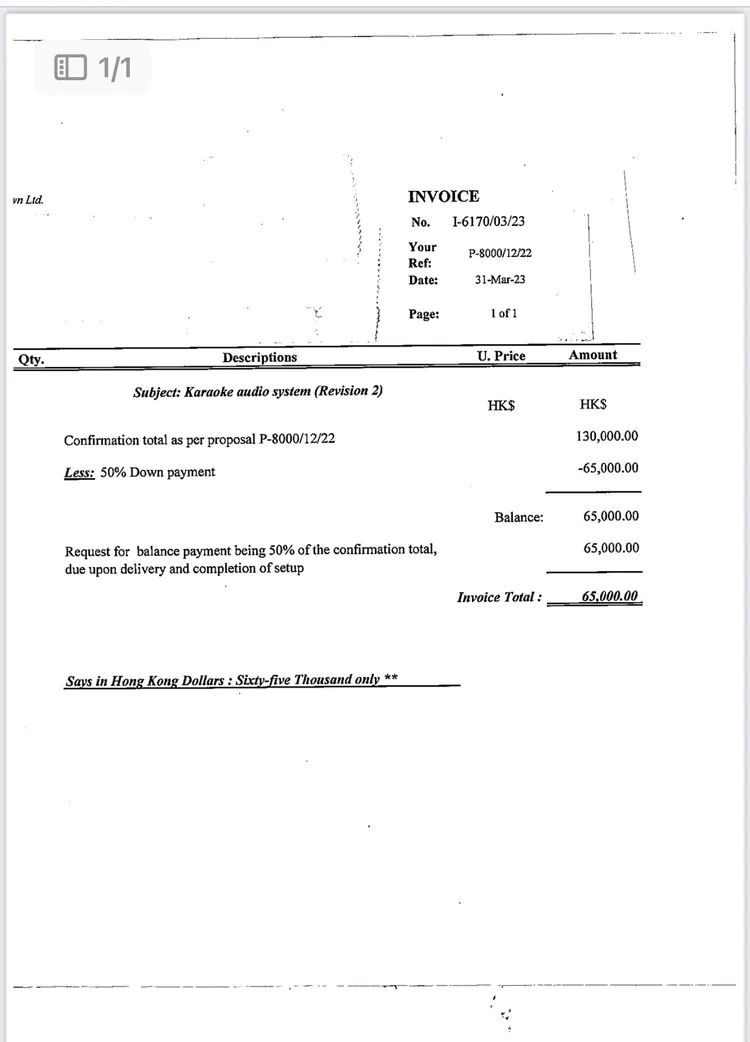 Bruce曬出買卡拉OK證據。Bruce友人提供