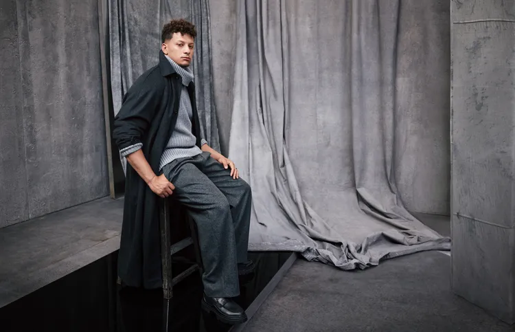 美式足球明星四分衛Patrick Mahomes拍攝BOSS 2023秋冬系列廣告企劃。品牌提供