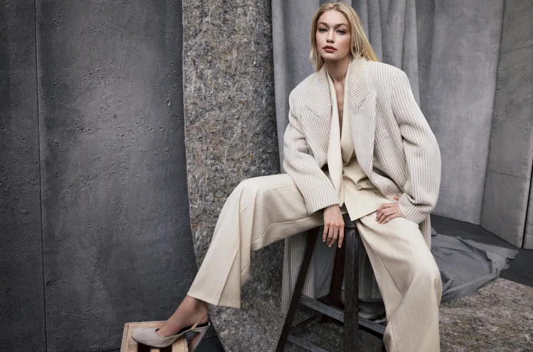 美國超模 Gigi Hadid拍攝BOSS 2023 秋冬系列廣告企劃。品牌提供