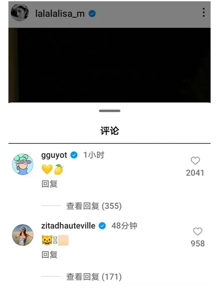 Lisa發IG，LVMH集團二太子妃及四太子的名媛女友都來留言。