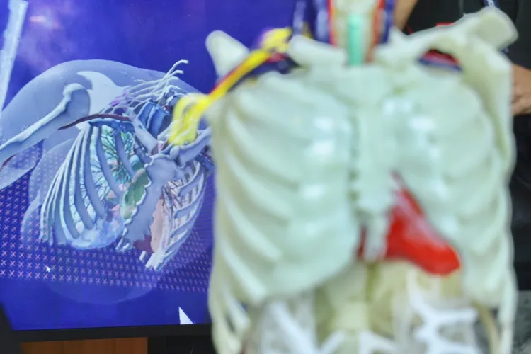 病人電腦斷層影像客製化轉換成實體3D列印模型，需7-10天和25萬元。林林攝