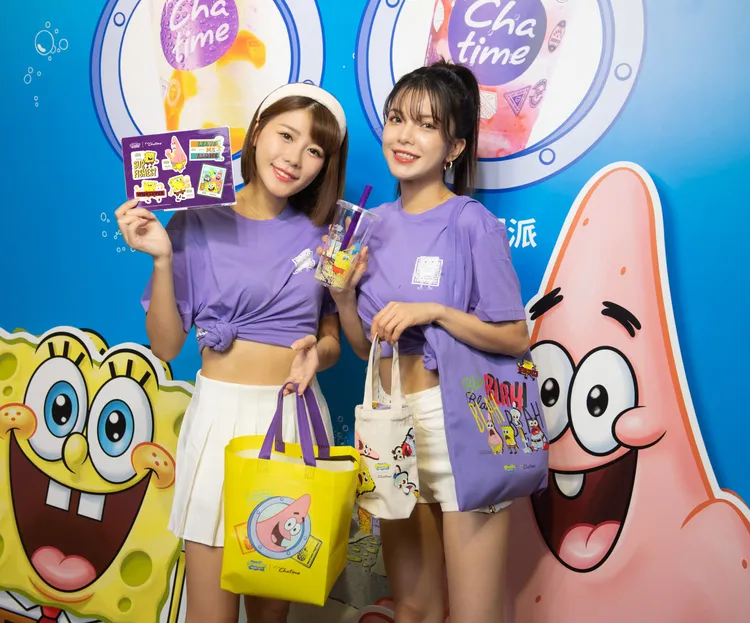 日出茶太聯名海綿寶寶精心打造五款特色別具的周邊商品。日出茶太提供