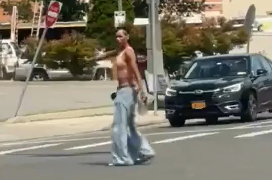 嫌犯持上膛的手槍朝四周揮舞亂指。翻攝推特