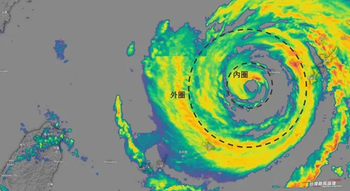 卡努雙眼牆現形!置換中「搖搖擺擺慢慢走」 強風圈颳4地區