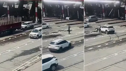 驚人影片|闖越高速公路柵欄「又逆向開回來」 惡駕駛把收費員輾到命危