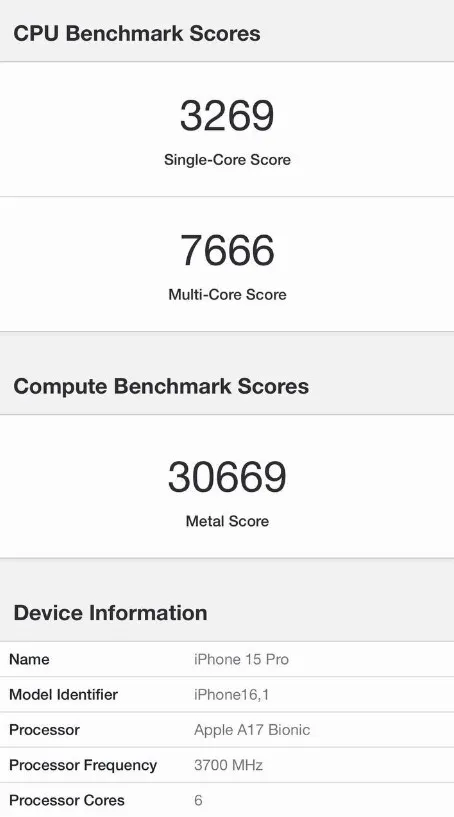 A17仿生晶片跑分。翻攝@NaveenTechWala的X