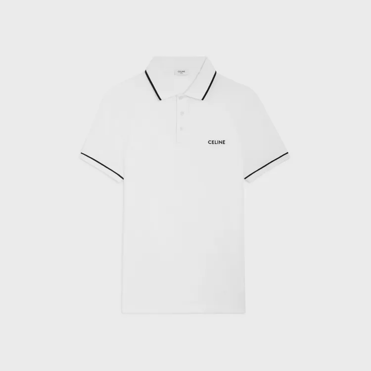 CELINE米白色黑色條紋飾邊經典POLO衫，2萬2000元。品牌提供