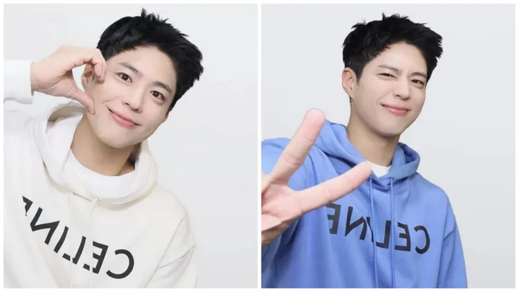 朴寶劍穿上CELINE棉質印花寬鬆連帽衫，各3萬6000元。品牌提供