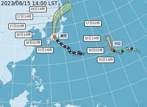 颱風走向。取自氣象局網站