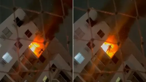 驚悚影片|連衝火場救完妻女又救狗 健身猛男困10樓陽台燒死