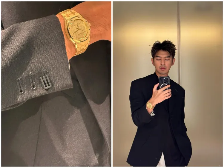陳柏霖戴上皇家橡樹系列37mm自動上鍊腕錶。翻攝陳柏霖IG