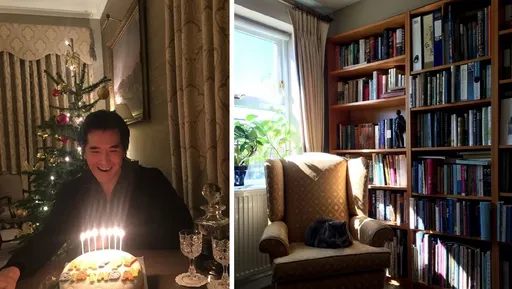 費翔英國單身宅飄藝術氣息 滿牆書櫃貓咪眺望小花園