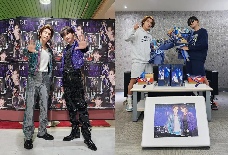 東海（左圖左）、銀赫貼出台灣粉絲的應援認證。翻攝D&E IG