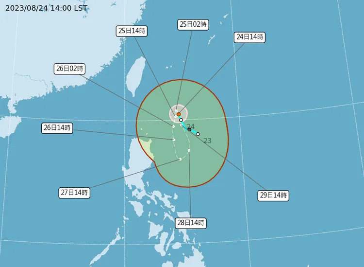 蘇拉路徑預測圖。翻攝自氣象局