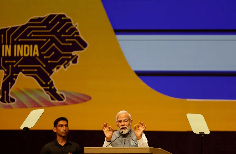 印度總理莫迪上月出席印度半導體論壇。資料照片