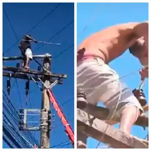 危險動作！巴西逃犯不想回監獄　爬上10米電線桿耗一天