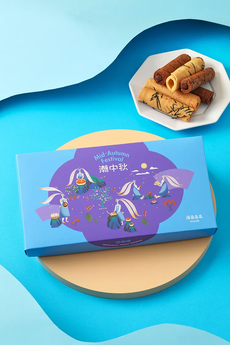 海邊走走精緻小巧包裝「海有福中秋蛋捲禮盒」。海邊走走提供