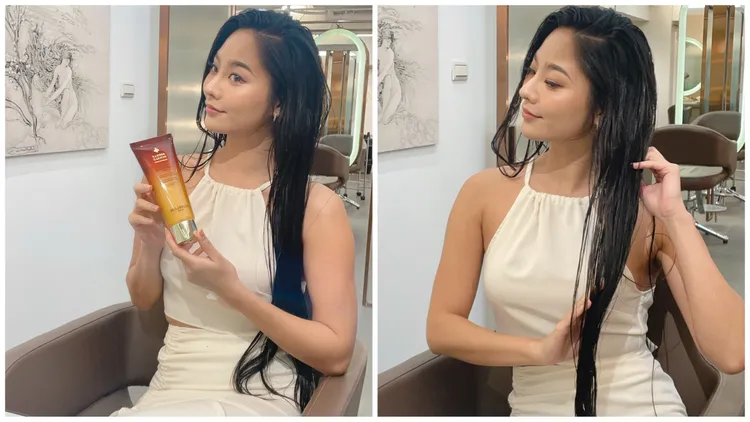 Model示範使用雙導修護髮膜。張家玲攝