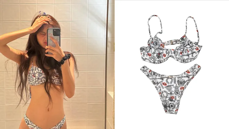 Chrome Hearts的Matty Boy印花比基尼，左圖翻攝Lisa IG、右圖翻攝stockx.com