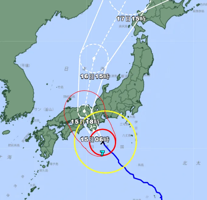 日本氣象廳預測的蘭恩行進路線。翻攝日本氣象廳網站
