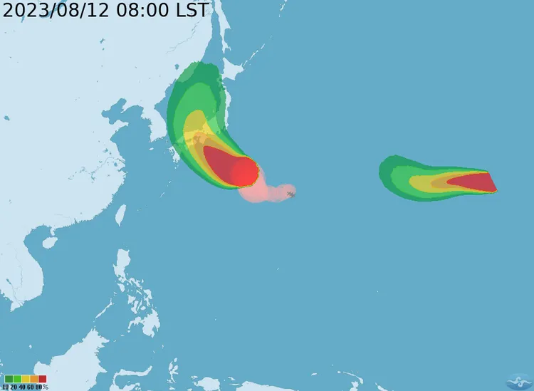「朵拉」進入西太平洋後強度將逐漸減弱，對台灣無影響。取自中央氣象局