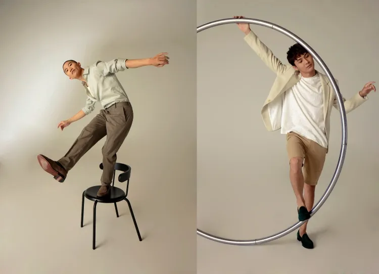 林果良品攜手馬戲職人跨界合作，左起水晶球職人陳星合、大環藝術家楊世豪。林果良品提供