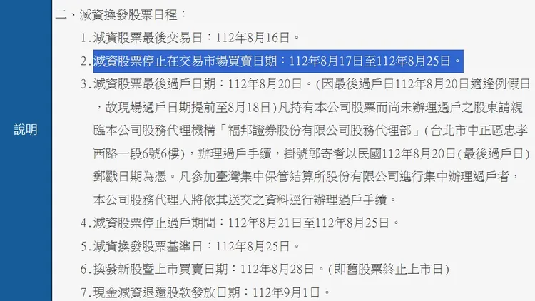 群創1個多月前公告，8/17~8/25因減資而暫停交易，8/28恢復交易。
