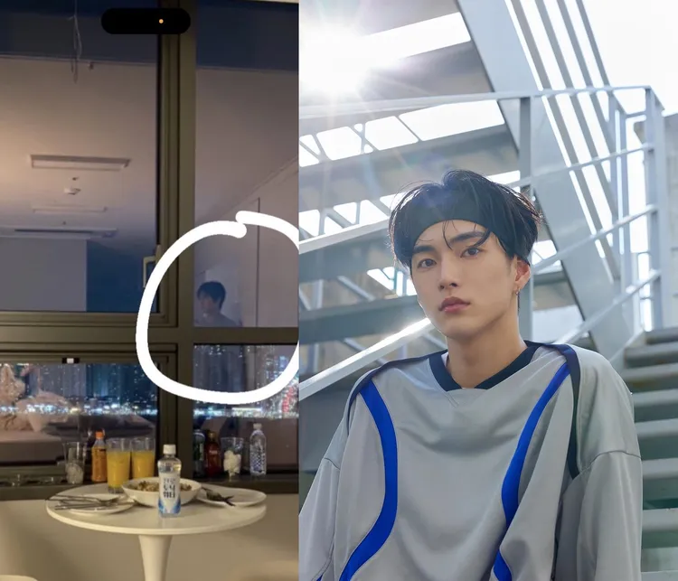 承漢開房間照片瘋傳，窗台邊的透明杯子裡有沾水的衛生紙，當簡易菸灰缸。翻攝推特、RIIZE IG