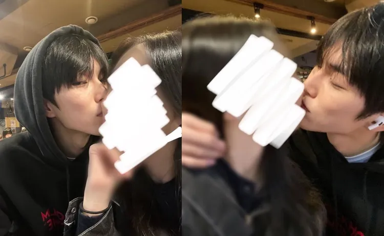 網友根據承漢身上的帽T和Airpods型號，推測出時間點在2022年，當時他還是練習生。翻攝推特