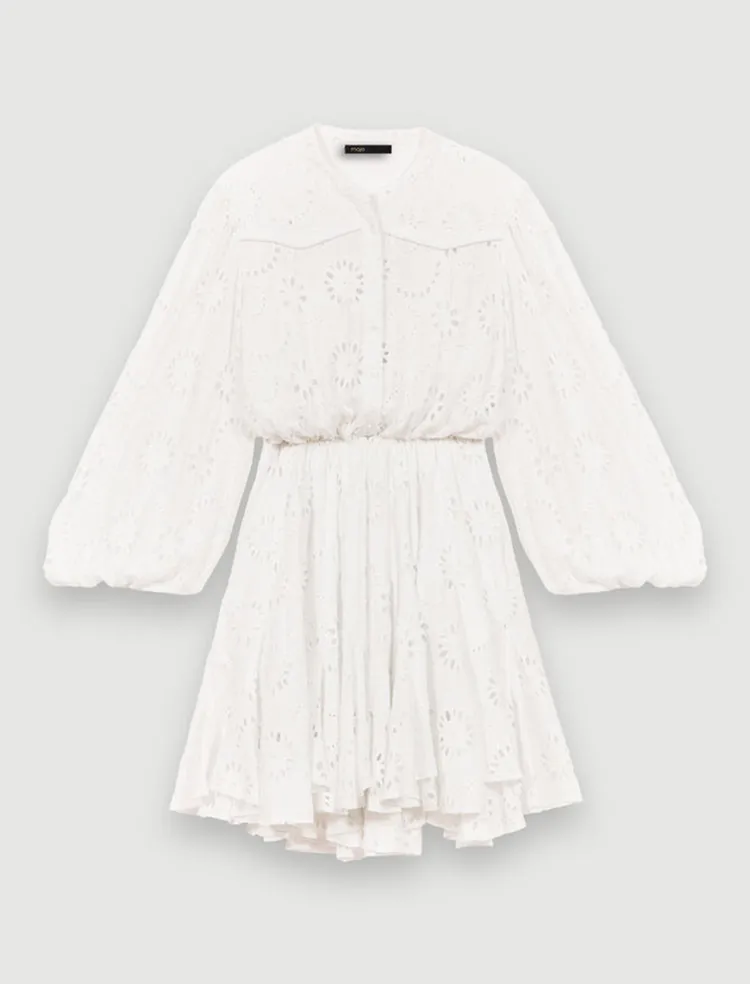 Maje孔繡雕花洋裝，1萬3390元。品牌提供