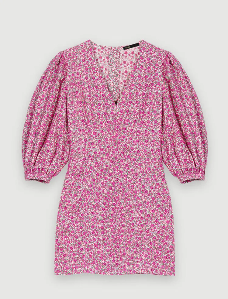 Maje碎花鏤空洋裝，1萬4290元。品牌提供