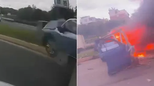 驚悚影片|電動車直衝燈柱「瞬間解體起火」 女駕駛慘死當場