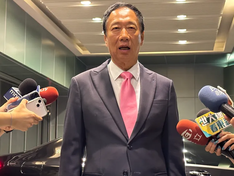 郭台銘返台發表談話。特勤中心攝