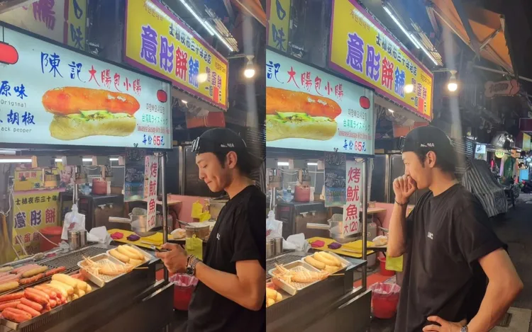 金旻載跟隨安孝燮來台，去了士林夜市買大腸包小腸。翻攝金旻載IG