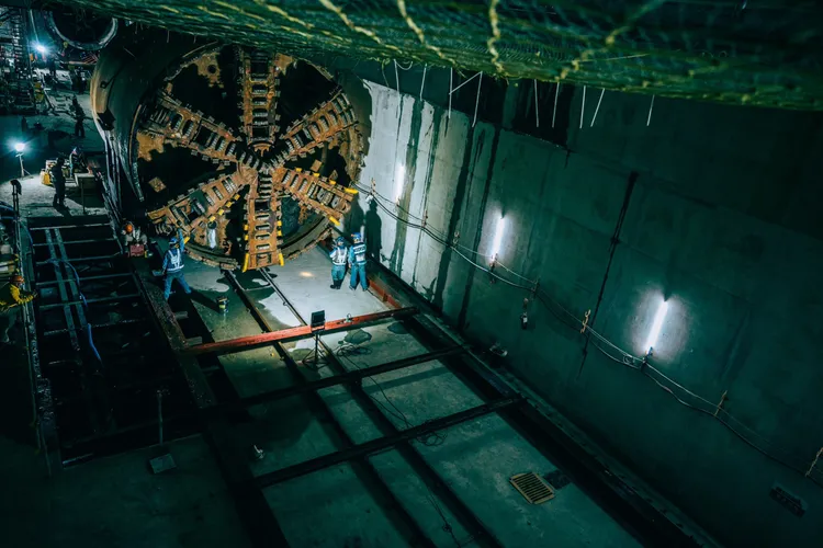 捷運綠線首段隧道完成貫通。桃園市府提供