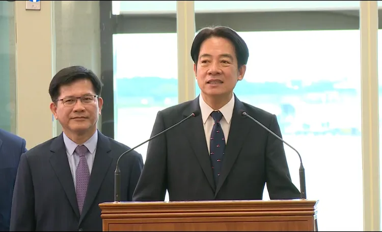 賴清德發表行前談話。翻攝直播