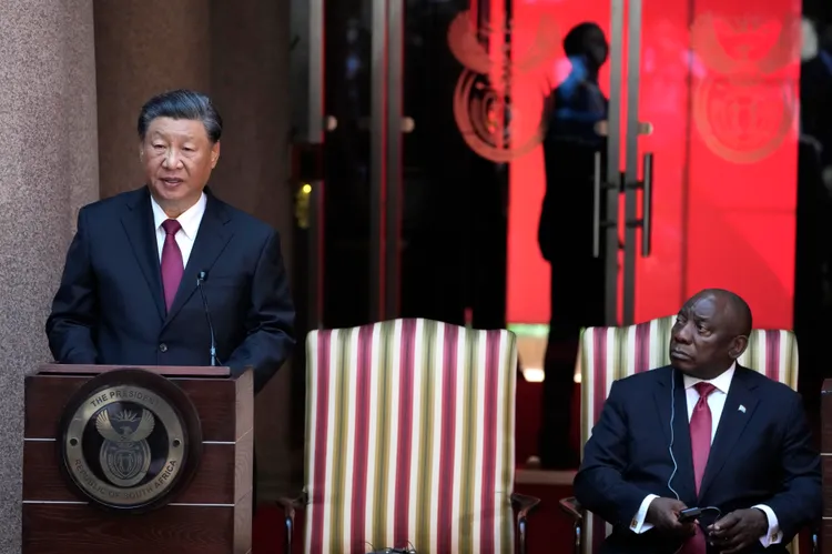習近平於南非普利托利亞與南非總統參加聯合記者會。美聯社