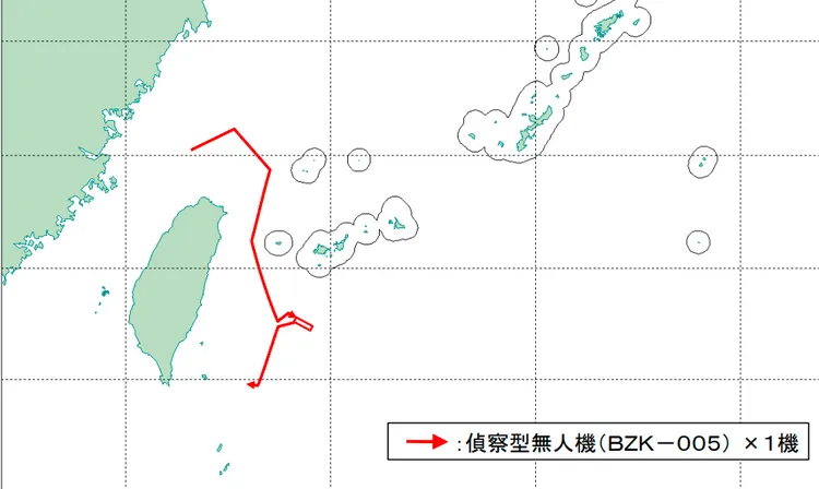 日本防衛省公布解放軍無人機的飛行路線。翻攝官網