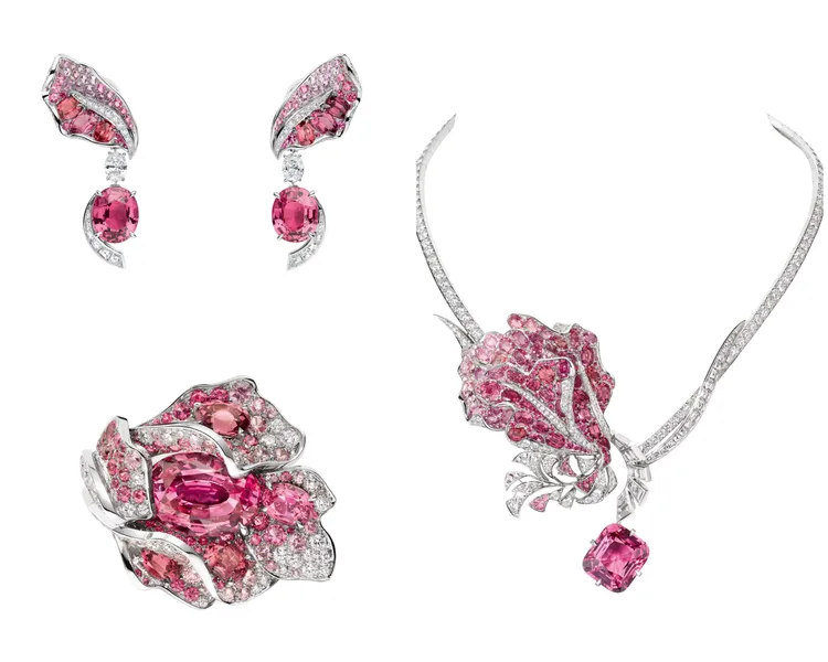 賈靜雯今日佩戴的Iris鳶尾花項鍊、耳環與戒指。品牌提供