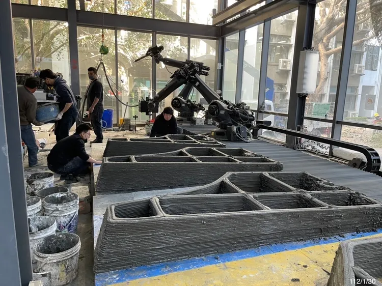 全台第一座混凝土3D印表景觀座椅。趙建銘提供