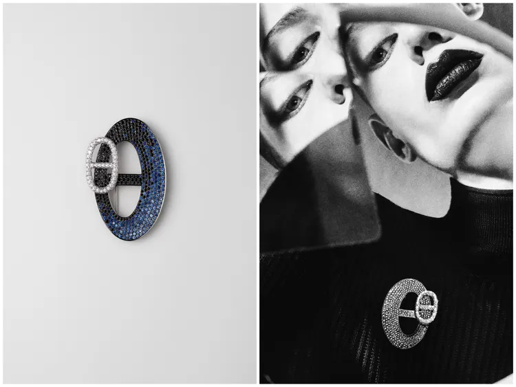 Miroir d’ombre系列胸針（白K金鋪鑲鑽石，漸變暗影部分爲黑色尖晶石和藍寶石），317萬6000元。品牌提供