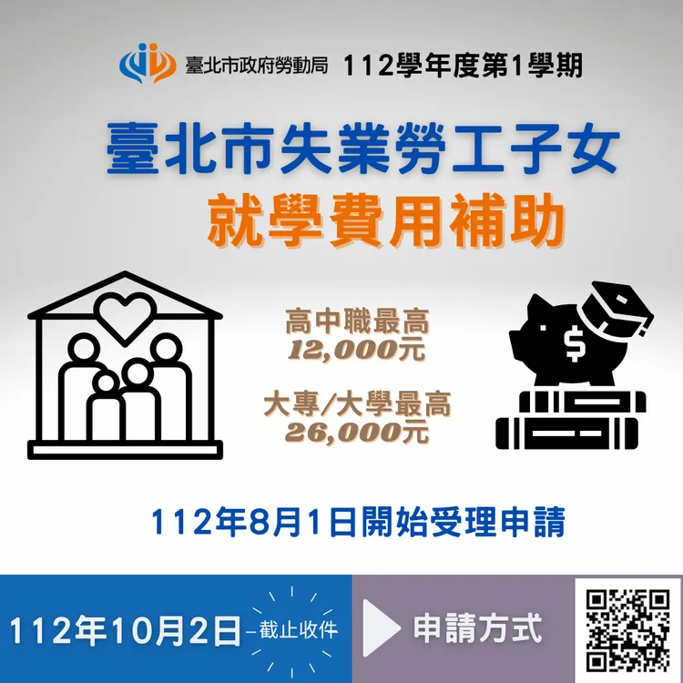 北市失業勞工子女就學補助申請流程圖檔