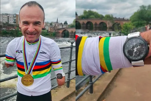 是在哈囉?無臂自行車手大賽奪牌 獎品是……一支手錶