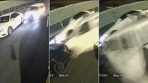 轎車國道猛力追撞影片曝光　網驚：這恐怖攻擊吧