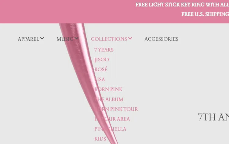 BLACKPINK全球官網的周邊販售商品欄目，獨漏Jennie。翻攝自BLACKPINK官網