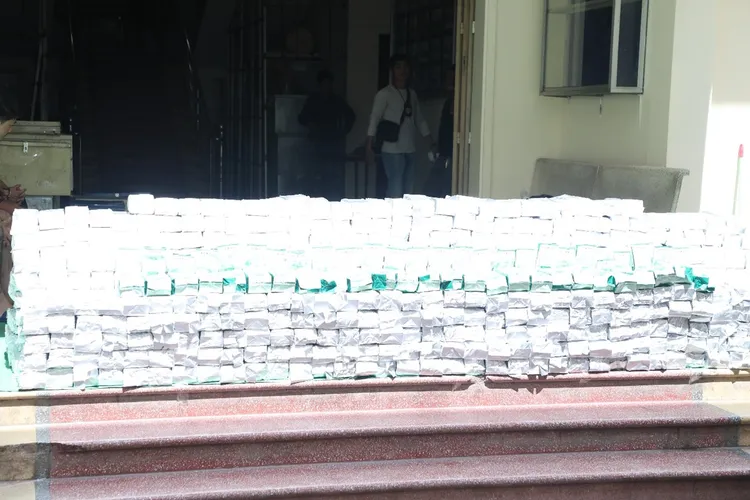 789公斤k毒堆疊成山，利益相當驚人。警方提供